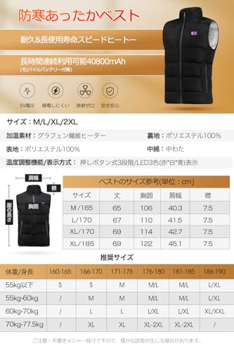 [sumioi] Electric Heated Vest [17 Heating Points, 40800mAh Large Capacity Battery Included], 3 Temperature Settings, USB Powered, Independent Front an