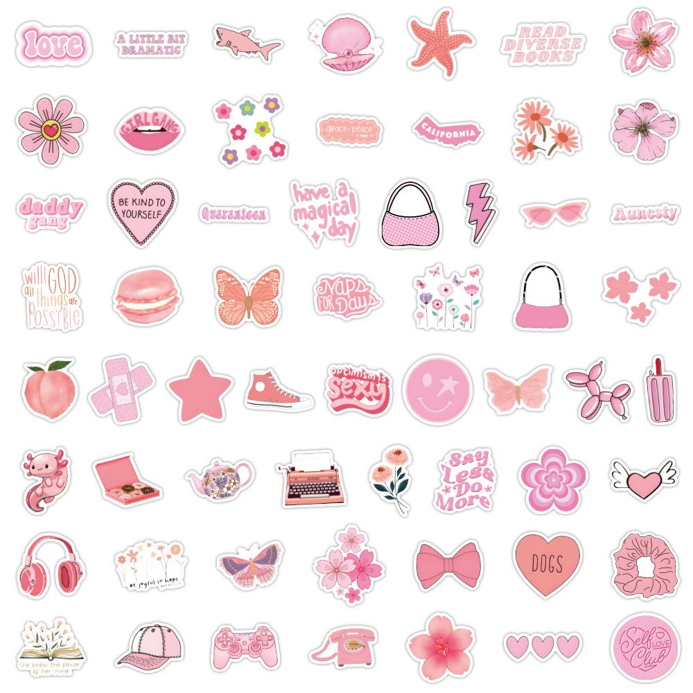 60 New Danish Pink Girl Graffiti Stickers Suitcase Guitar Waterproof Mobile Phone Computer Stickers