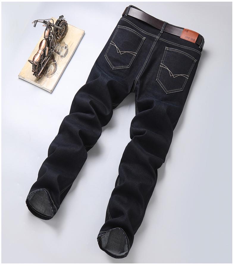 Černé elastické džíny Business Casual pro muže středního a staršího věku