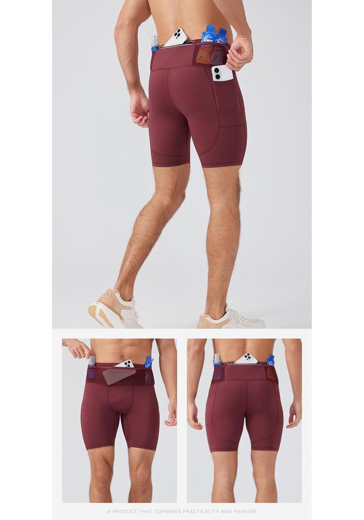 Men's Multi-Pocket Compression Capri Pants for Running, Training, and Cycling