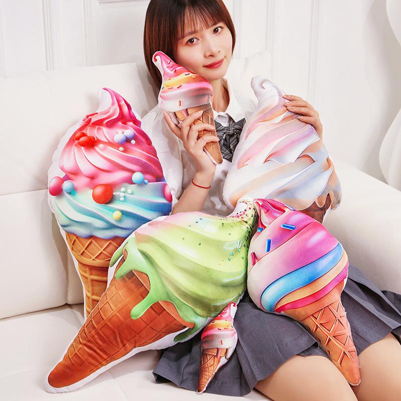 Simulation Cartoon Ice Cream Cone Pillow Plush Toy Ice Cream Doll Children's Props Ornaments Sofa Cushion