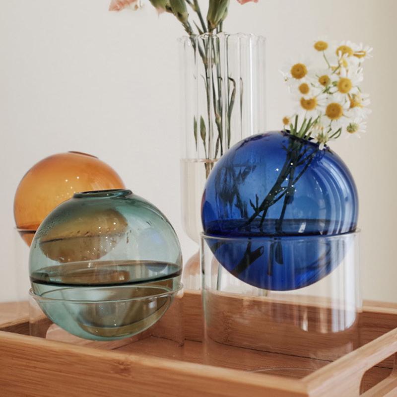 Flower Table Vase Round Glass Vase Terrarium Arrangement Container Decorative Vase