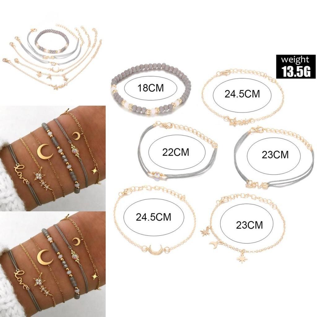 Trendy Autumn Bracelet Set With Star And Moon Pendants Unisex Design Perfect For Gifts