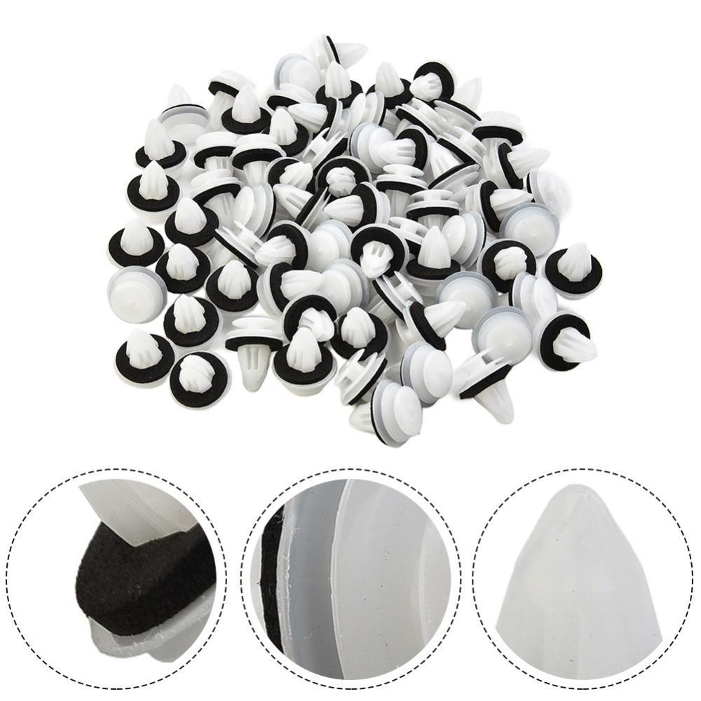 100pcs/set White Door Panel Clips Plastic Bumper Clips Durable Retainer Clips Car Interior