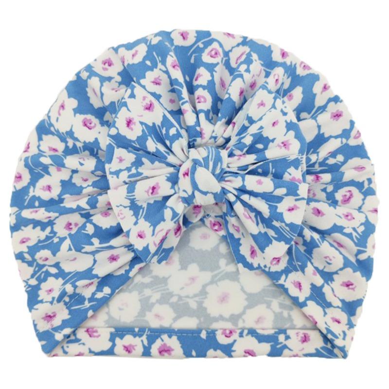 Winter Children's Bow Printed Hat Baby Girl Infant Thermal Hat Babyhat Children's Sunscreen Neck Protection