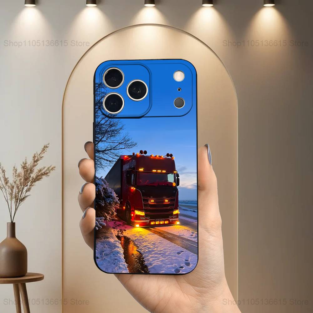 Cool Heavy Truck Art For iPhone 13,16,11,14,17,12,15,Plus,Pro Max,XS,X,XR,SE,Mini,8,7,Phone Case Soft Silicone Black