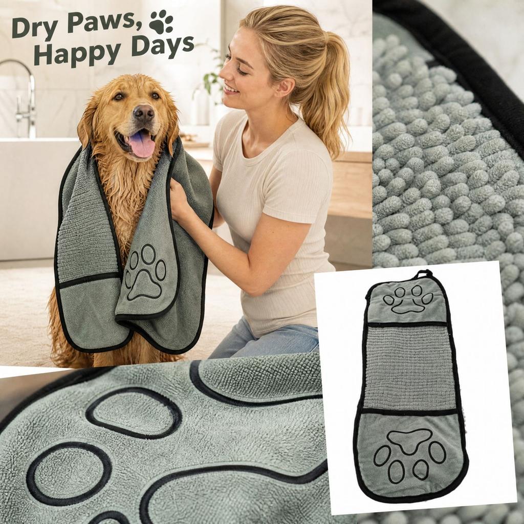 Absorbent Microfiber Pet Towel for Dogs and Cats, Quick-Dry Bath Towel for Drying Pet
