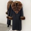 Atmosphere Detachable natural real fox fur collar wool coat women's new winter warm woolen coat