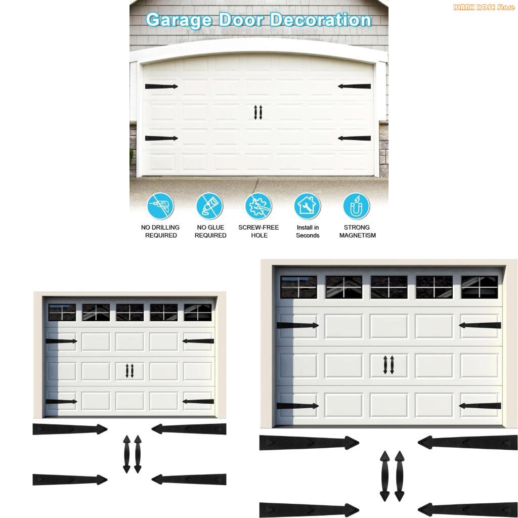 K1AE Garage Door Decorative Magnets 4 Hinges 2 Handles Set Reusable Removable Hardware Quick Fixing for Metal Door Decors China Mainland