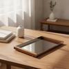 Stainless Steel Tray with Wood Handles Rectangular Serving for Hosts, Coffee