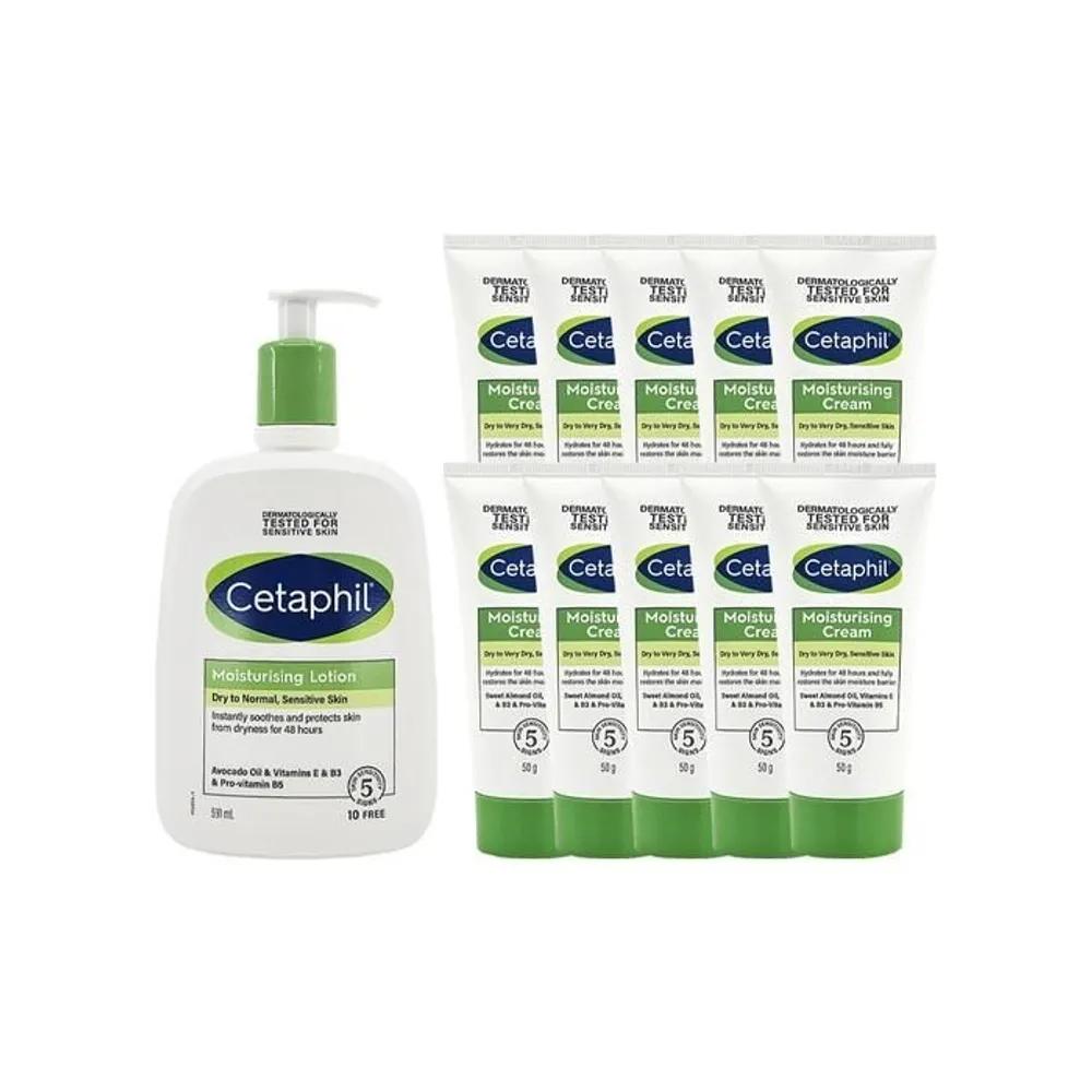 [Cetaphil] Cetaphil Moisturizing Lotion Large Size 591ml + Cream 50g (10 Pieces)