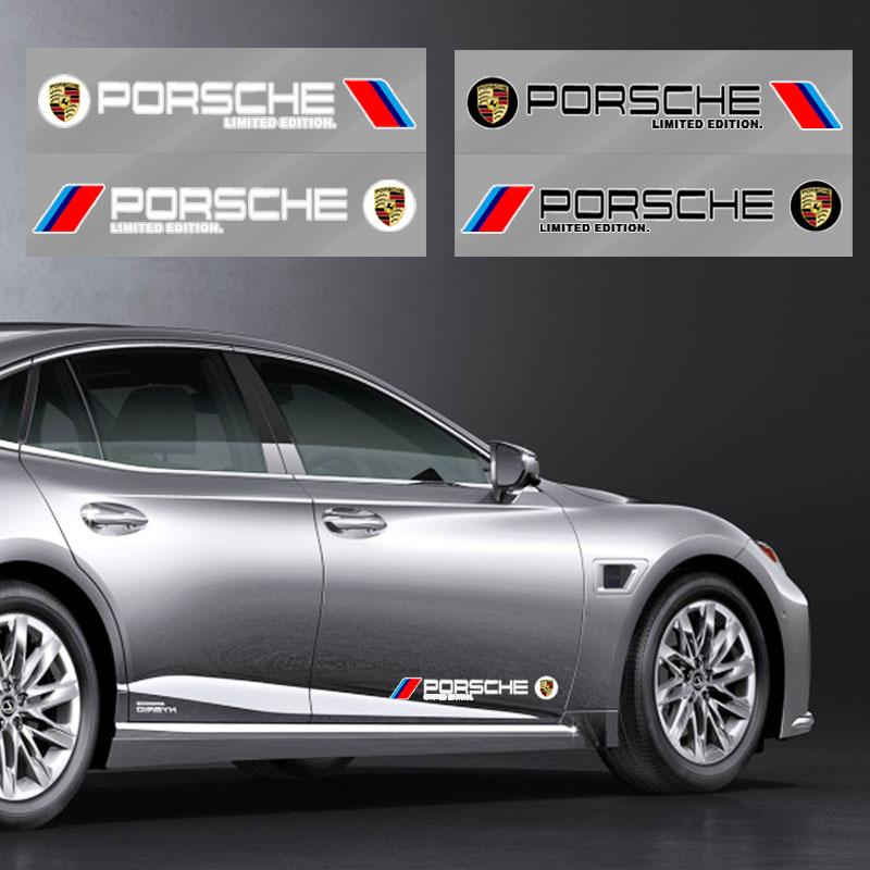 2pcs Car 3D Stickers Auto Side Body Sports Sticker Decals Car Accessories For Porsche Boxster Cayenne Panamera Macan Cayman 911 918 996 917 991