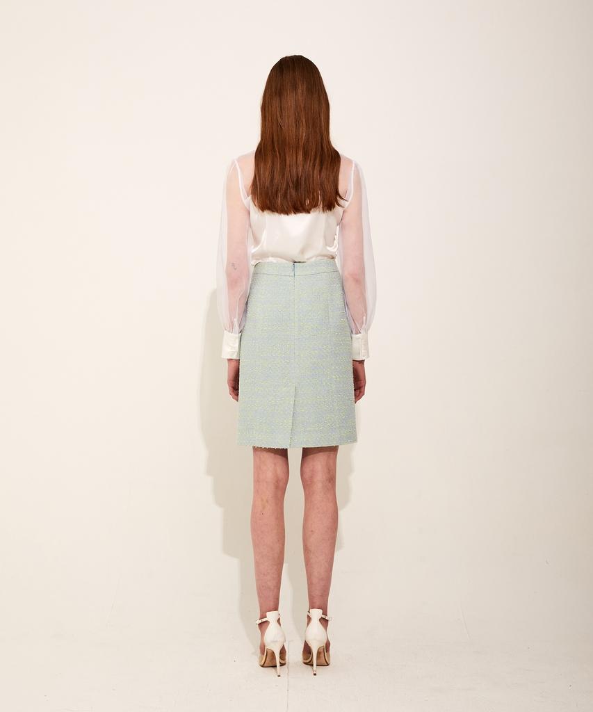 Chaenyuyog Heart Tweed H-Line Midi Skirt [Green]