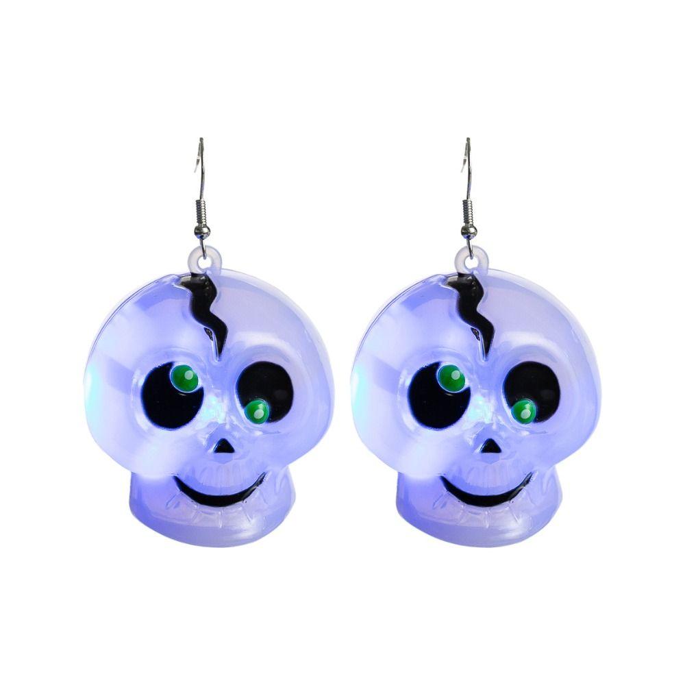 Black Cat Luminous Halloween Pendant Electric LED Skull Earrings All Saints' Day