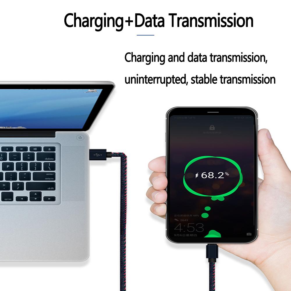 USB A To Type C Denim Data Cable Suitable For Android Samsung HuaWei Type C Fast Charging Cable USB C Mobile Phone Charging 1M