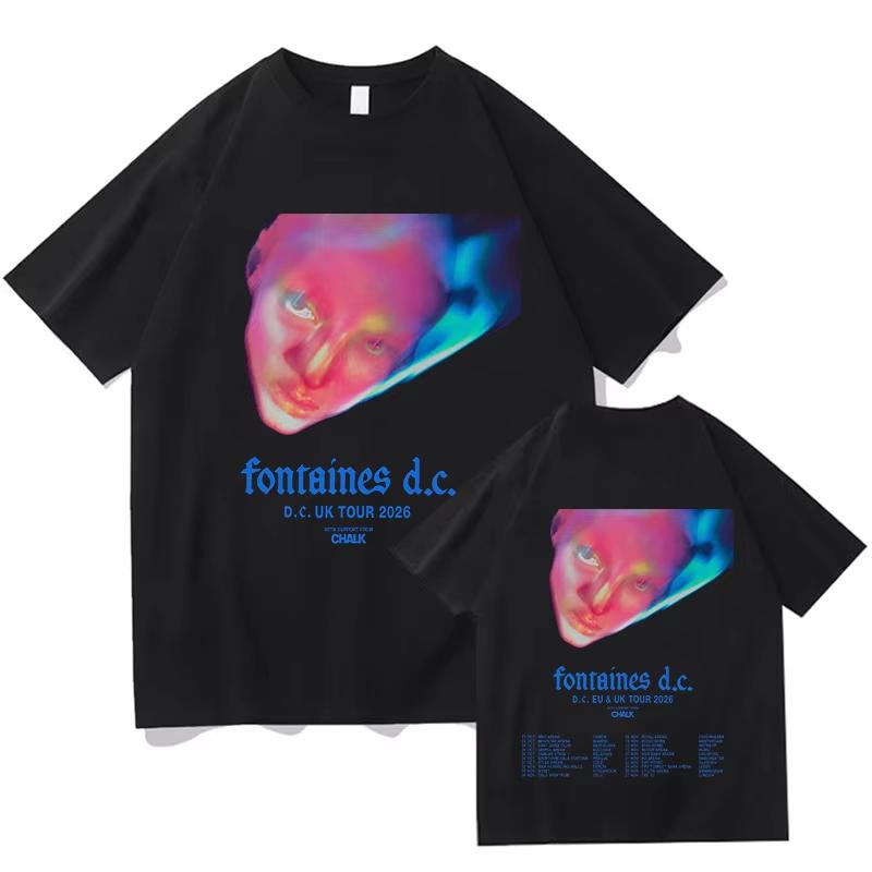 Fontaines D C DOPAMINE Chamber DC EU UK Tour 2026 Camiseta Gráfica Vintage Hombres Mujeres Moda Camiseta de Moda Y2K Harajuku Punk Gótico Camiseta Redonda
