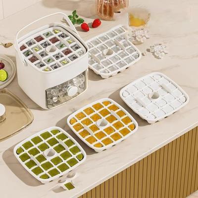 Ice Tray Mold Chilling Cube Maker Bin With Lid Portable Large Capacity Ice Maker Tool for Gathering Picnic Camping Kitchen Party