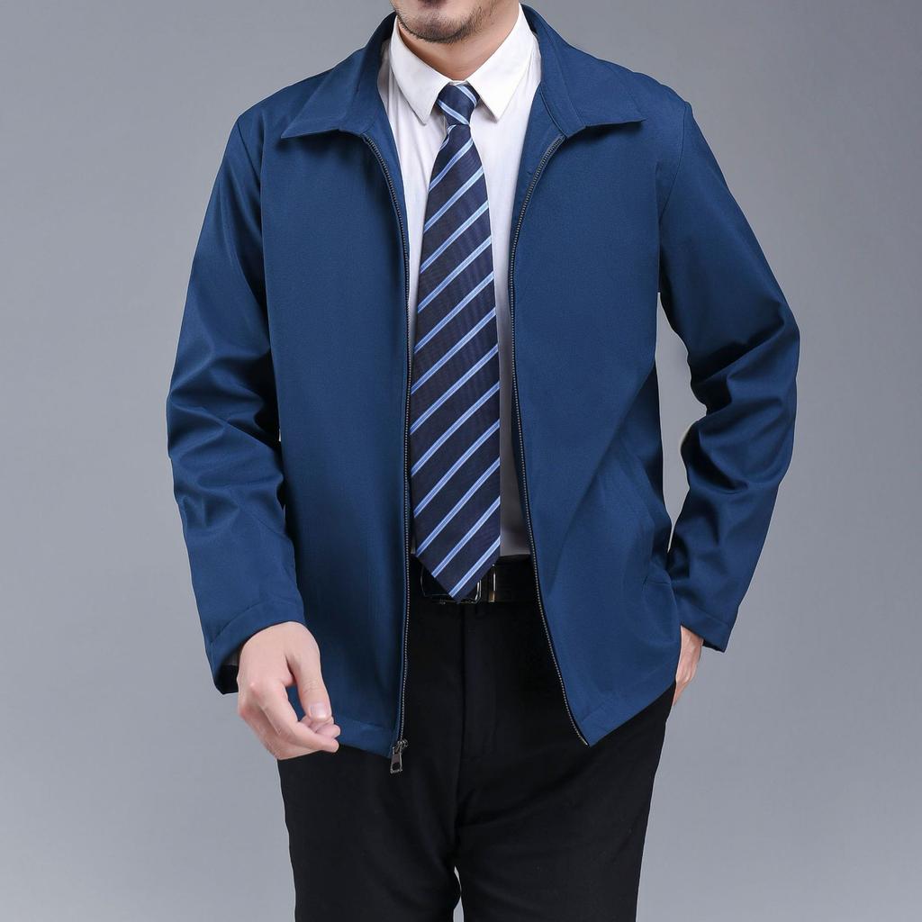 New Autumn and Winter Large Size Men's Jacket Men's Loose Casual Business Lapel Middle-aged and Elderly Jacket Jacket