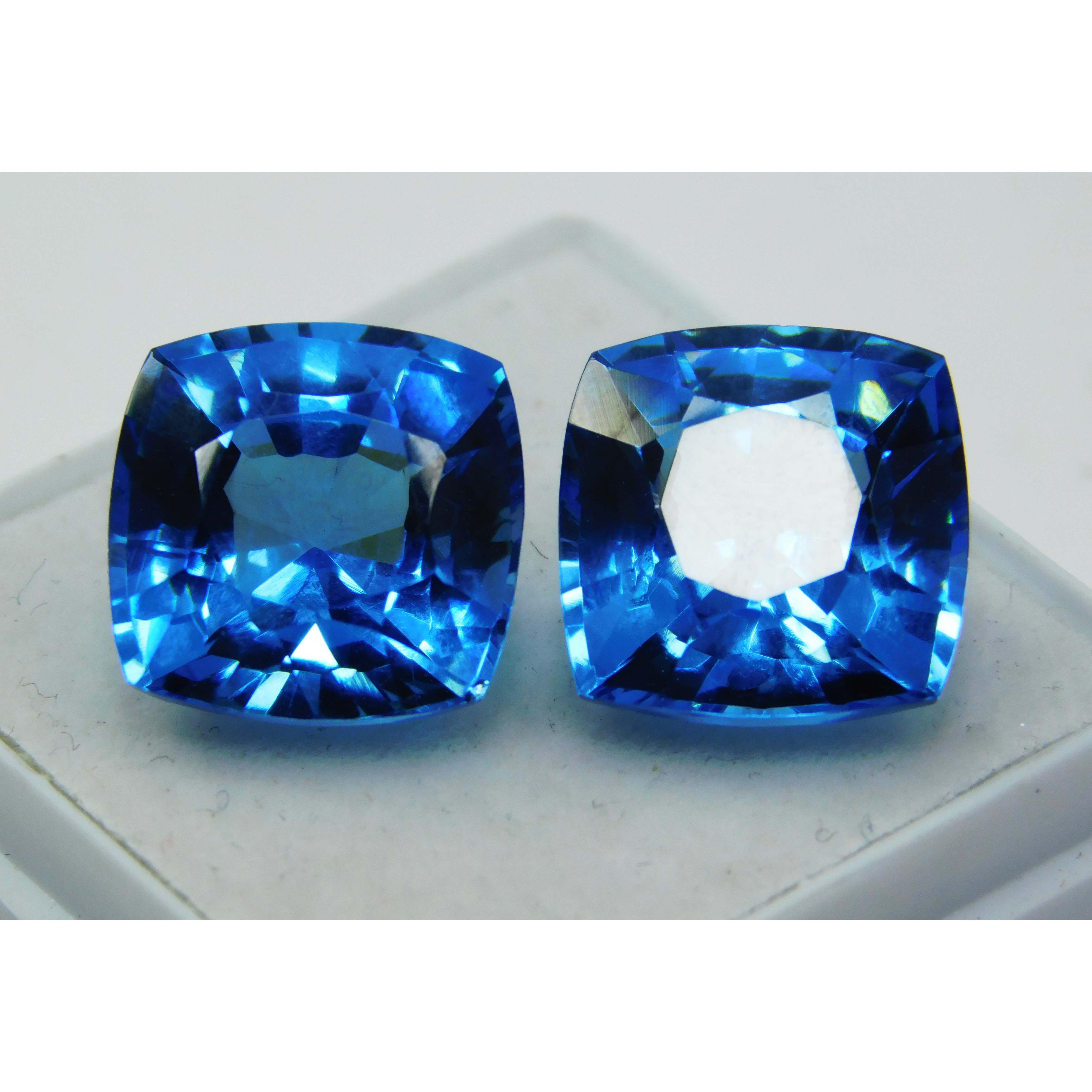 

Square Cushion Cut 21.45 Ct Pair Natural CERTIFIED Blue Sapphire Loose Gemstone A-1634 11.4 mm each approx синій