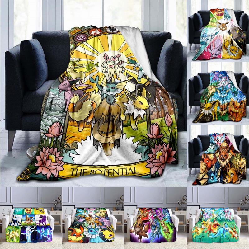 Cartoon Pokemon Pikachu Throw Blanket Soft Comfortable Sofa Blankets and Throws Flannel Blankets for Adults