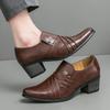 High Quality Brand Men's Business Dress Shoes Leather Increased Height British Shoes Men Pointed Toe Wedding Shoes Platform Shoe