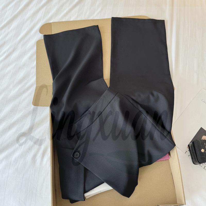 

Korean Style High Waist Two-Piece Skirt Pants - Loose, Slimming Wide Leg Design for Women XL
