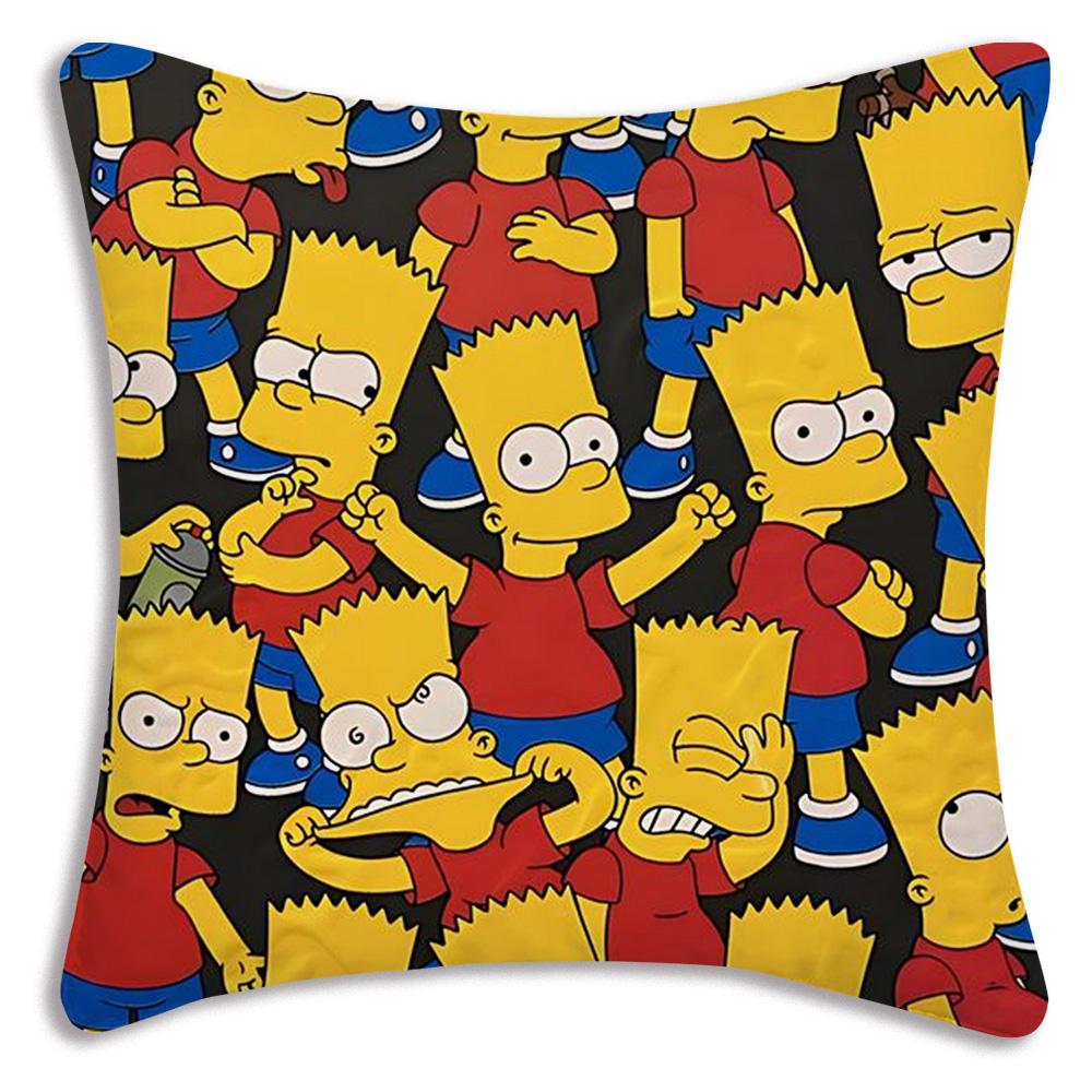 Funda de Almohada de Dibujos Animados Para S-Simpsonss Fundas Decorativas para Sofá del Hogar Impresión a Doble Cara Felpa Corta Funda de Cojín Linda