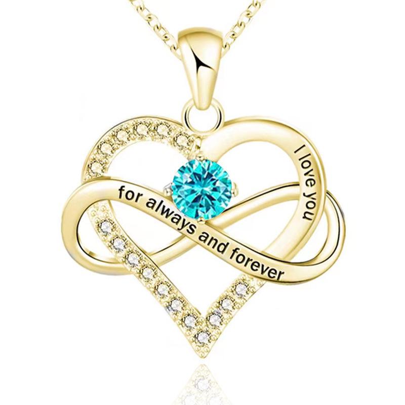 Sterlingsilber Zirkon Herz "Ich liebe dich" Halskette - Vielseitiger Modeschmuck