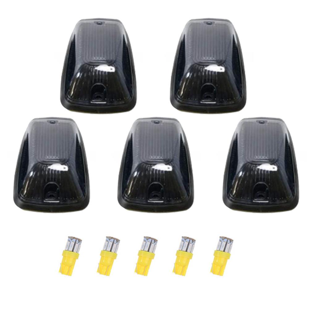 5PCS Cab Roof Marker Lights Amber Top Clearance Running Lights T10 Bulb For Chevy GMC C/K 1500-3500 1988-2002 Pickup Trucks SUV
