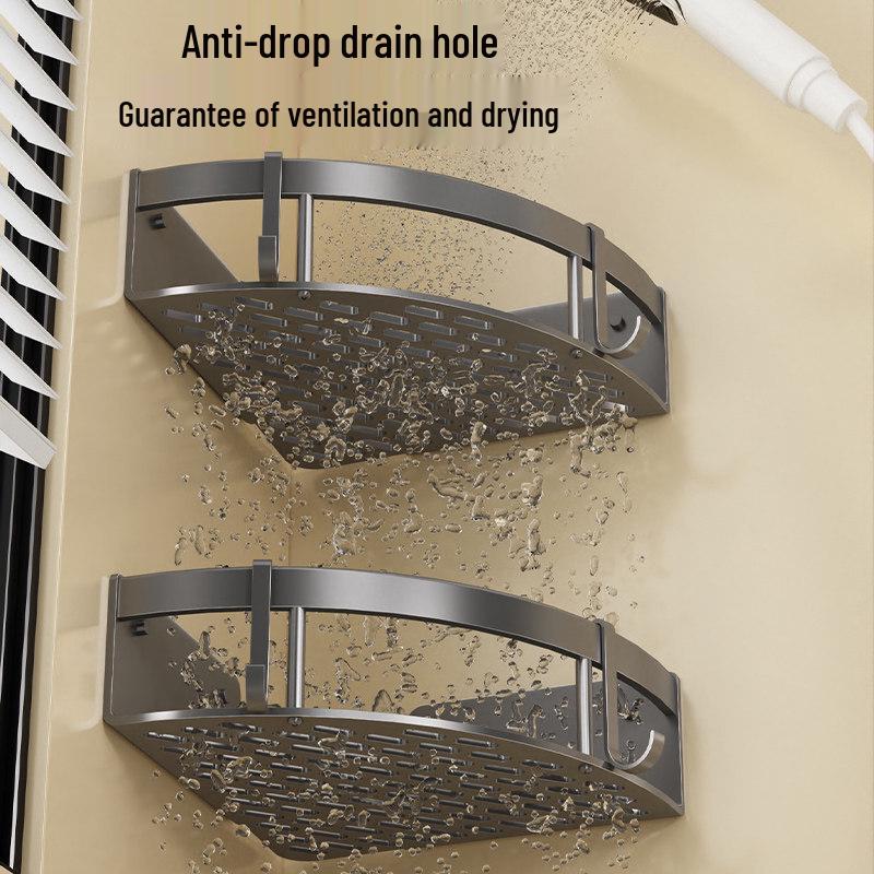 Qianyu No-Drill Aluminum Bathroom Corner Shelf