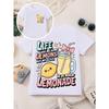 European sizes Double-Sided Printed Kids Short Sleeve T-Shirt Cute Cartoon Lemon And Lemonade Print Tee Sweet Casual Girls Top