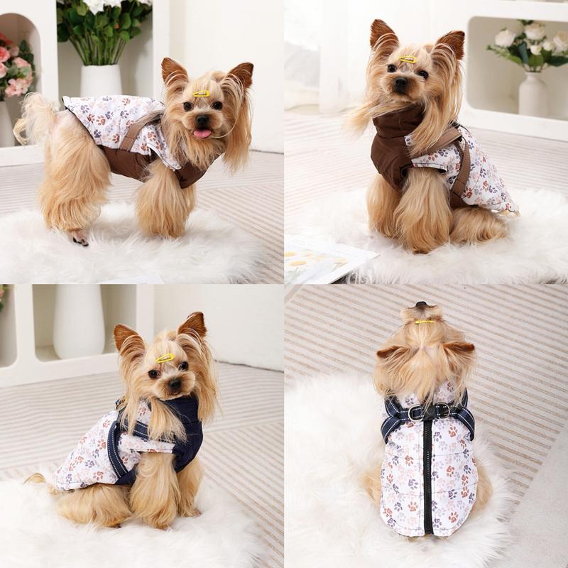 Pet Dog Clothes with Harness For Small Medium Dogs Cats Autumn Winter Warm Jacket Windproof Puppy Coat French Bulldog Overalls