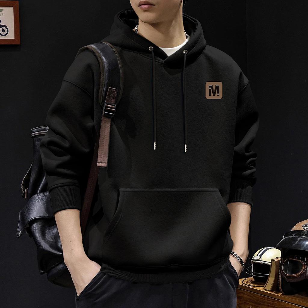 Men's Trendy Heavyweight Fleece-Lined Hooded Sweatshirt - Long Sleeve Autumn/Spring Outerwear