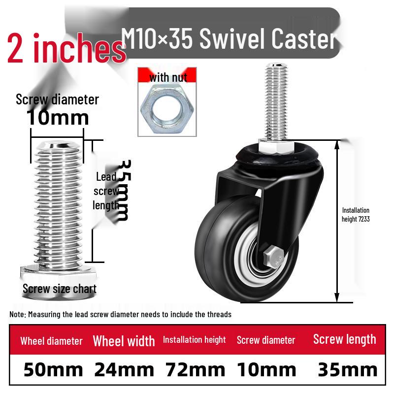 Silent Swivel Casters with Inch Threaded Rod & Double Bearings