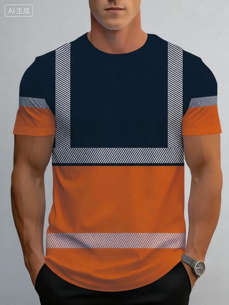 2026 Neues Sicheres Logo Color Blocking Design Cosplay Kurzarm-T-Shirts Mode Sommer Täglich Lässig Herren Damen Arbeits-T-Shirts