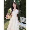 Vintage French Style Short Sleeve Maxi Dress