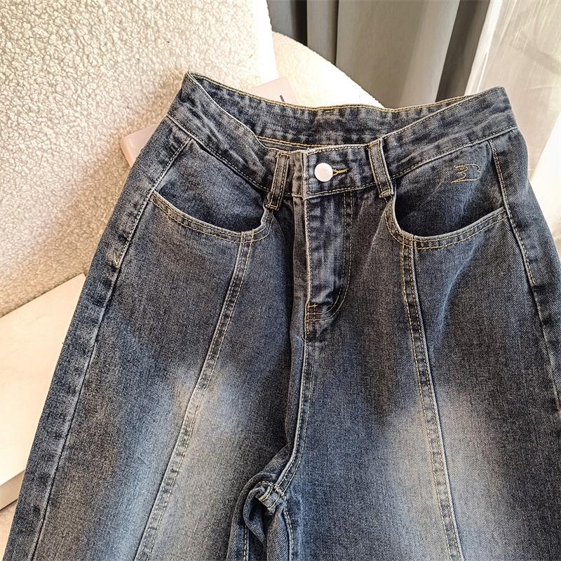 2025 Trendy Women's High-Waist Loose-Fit Korean Jeans - Wide Leg, Straight, Floor-Length.