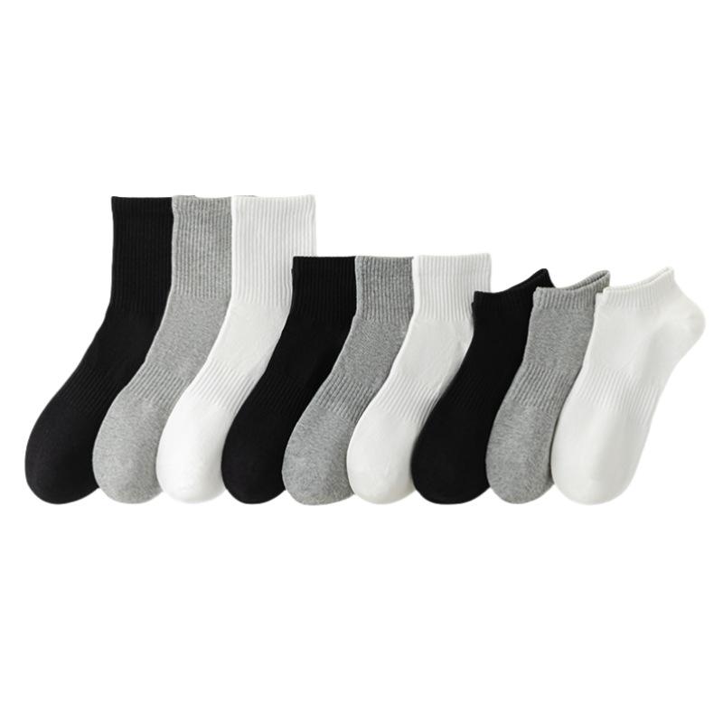 Men's Spring and Autumn Business Leisure Pure Cotton Pure Color Antibacterial Waist Breathable Deodorant Long Socks