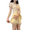 Women's Yellow High-Waisted Wide-Leg Summer Shorts - Slimming, Three-Quarter Length, Versatile Casual 2026 Fashion