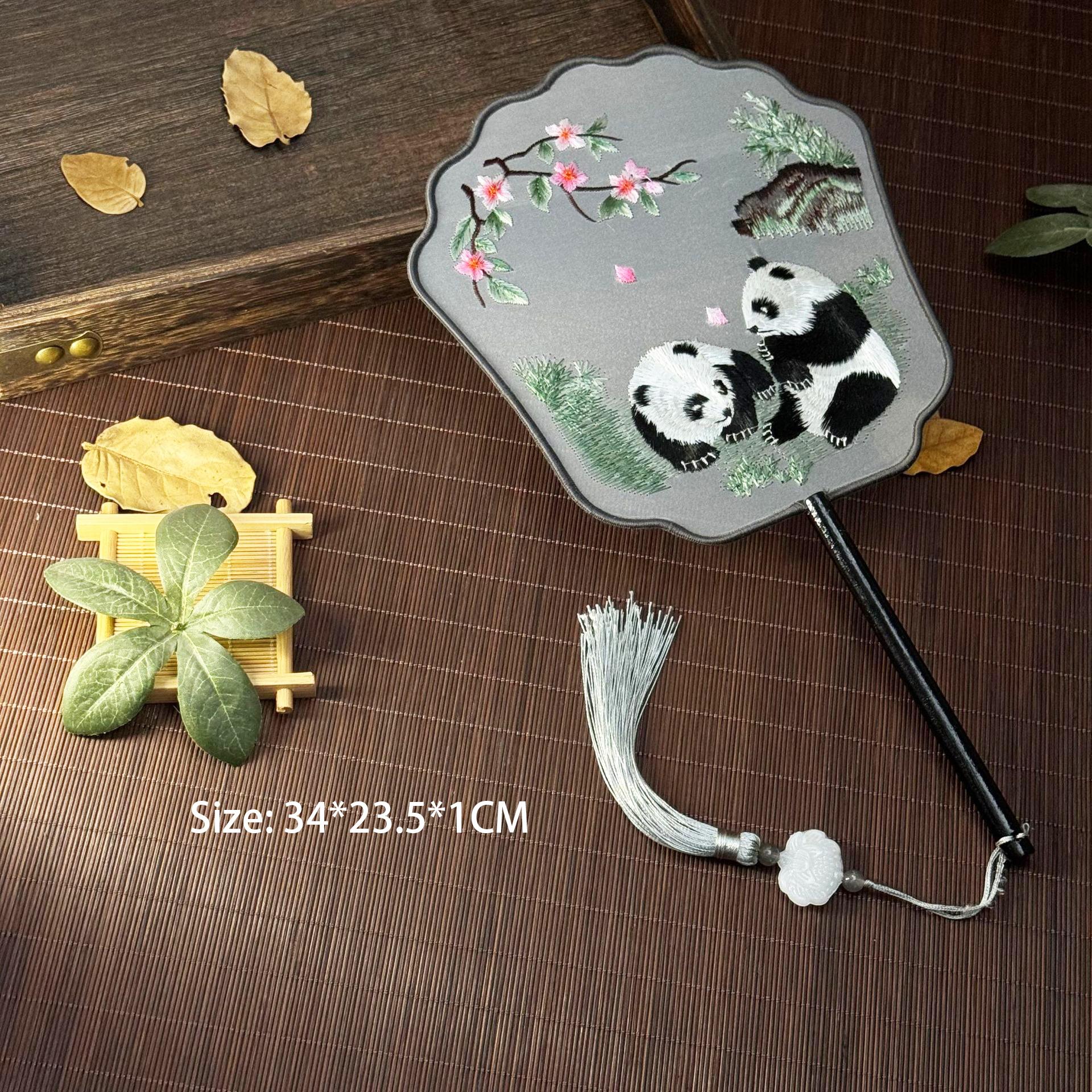 

Круглый веер с вышивкой в китайском стиле с восемью лепестками и деревянной ручкой, переносной, напечатанный, винтажный, свадебные сувениры для танцев с веером зелёный