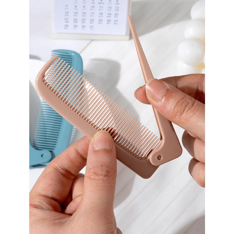 1pc Portable Folding Comb, Folding Pointed Tail Comb, Mini Cute Home Use Scalp Massage Air Cushion Brush, Hair Brush, Comb, Hairstyling Tool