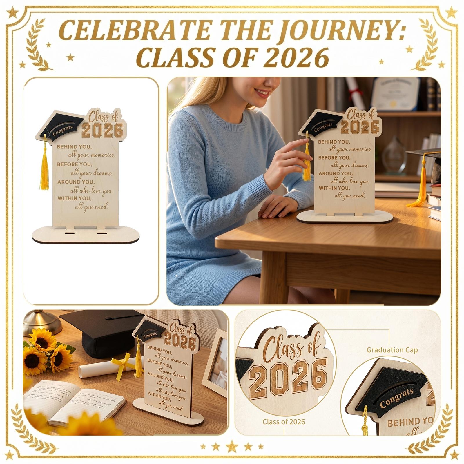 

Graduation Wooden Desktop Ornament One Size коричневый