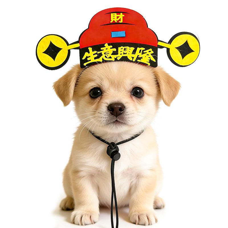 Year of the Horse New Year Celebration Pet Hat Headband Red New Year s Eve Dog Headgear Cat Hair Headband Chinese New Year Headgear One size fits all