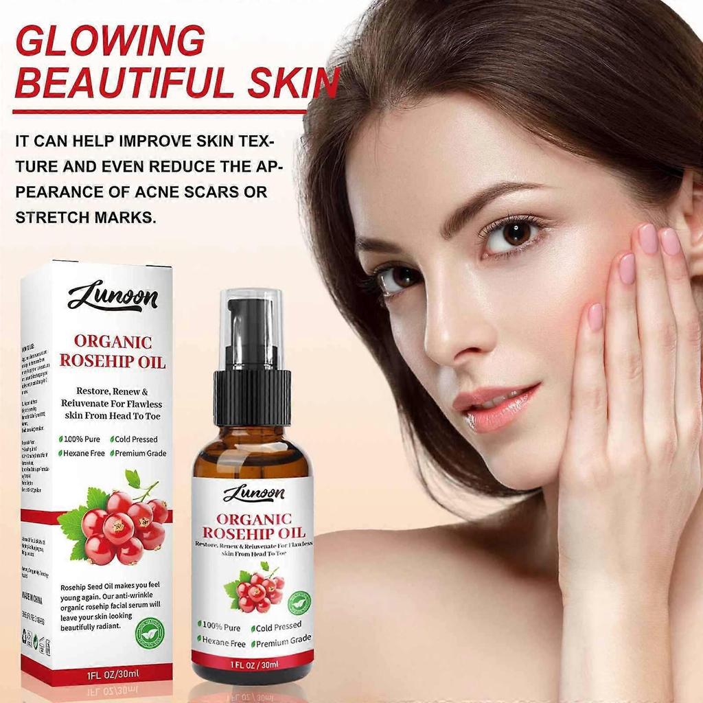 Pure Rosehip Seed Oil for Face, Anti-Aging & Skin Firming Facial Serum