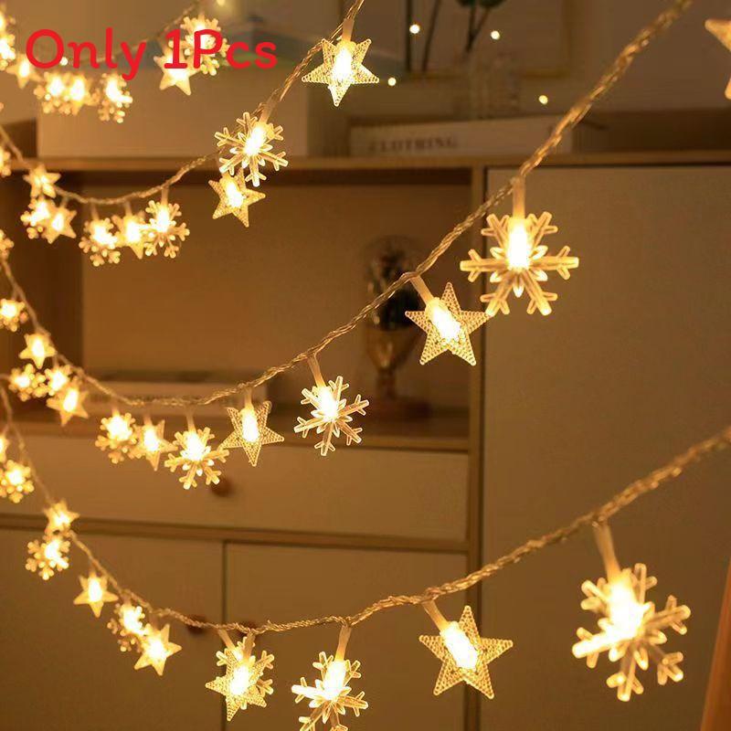 Stars Snowflakes Outdoor Solar Led String Lights For Holiday And Event Decoration