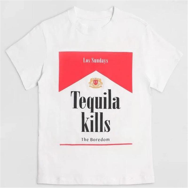 

Хип-хоп уличный стиль Футболка Killer с принтом текилы - Короткий рукав 3XL белый