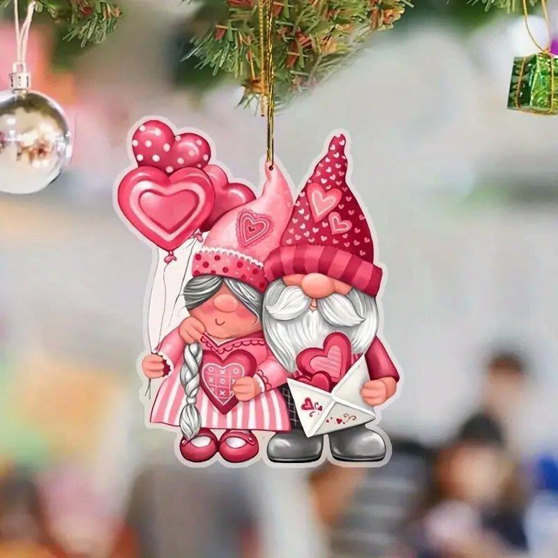 Christmas Santa Pink Claus Acrylic Flat Surface Car Pendant For Interior Vehicle