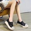 Breathable inside, women's shoes, lace fabric, new cut-out fisherman's shoes, platform muffin, wedge heel, light women