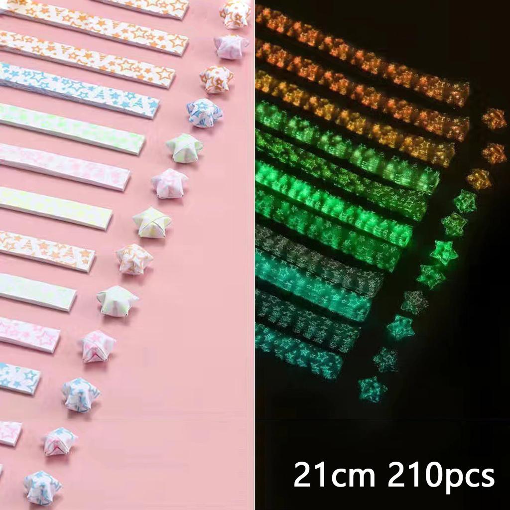210 Stück leuchtende Origami-Sterne, Papierstreifen, 10 Farben, Faltpapier, bunt, Glücksstern, Origami, DIY-Handkunst, lässt nachts leuchten