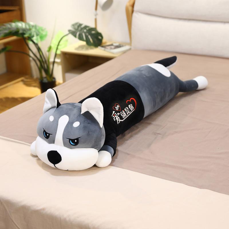 Kreatywna Lalka Husky do Przebierania Pluszowa Zabawka Leżący Pies Lalka Erha Poduszka do Spania Dla Dziewczynek